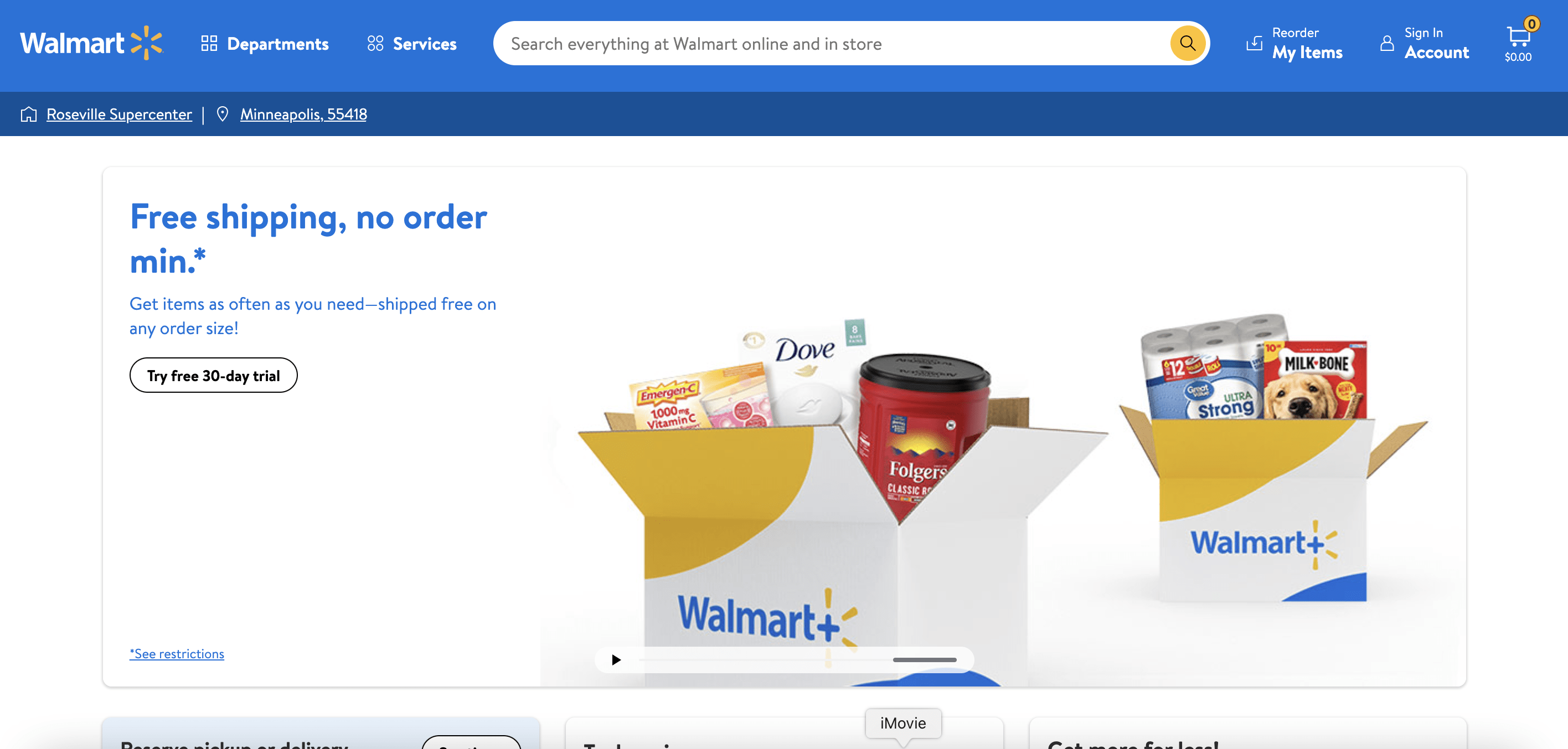 Screenshot of Walmart's website homepage used as an example for a retail e-commerce site