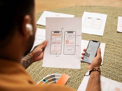UX designer analyzing a prototype