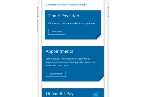 entsc healthcare website on an iphone