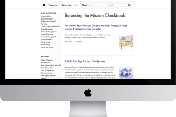 NonProfits Assistance Fund Website on a PC Screen