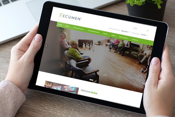 Ecumen website shown on an iPad