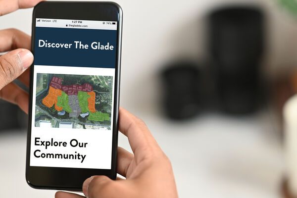 Interactive map feature on Glade website on phone screen