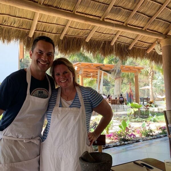 Karen Pomazal with her Husband in Cooking Class