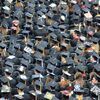 Aerial view of grads wearing caps